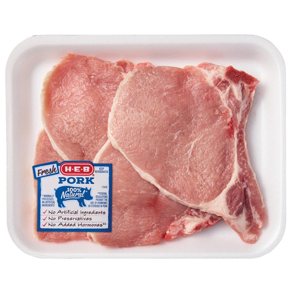 H-E-B Bone-in Center Loin Pork Chops, Thin Cut, Avg. 1.22 lbs