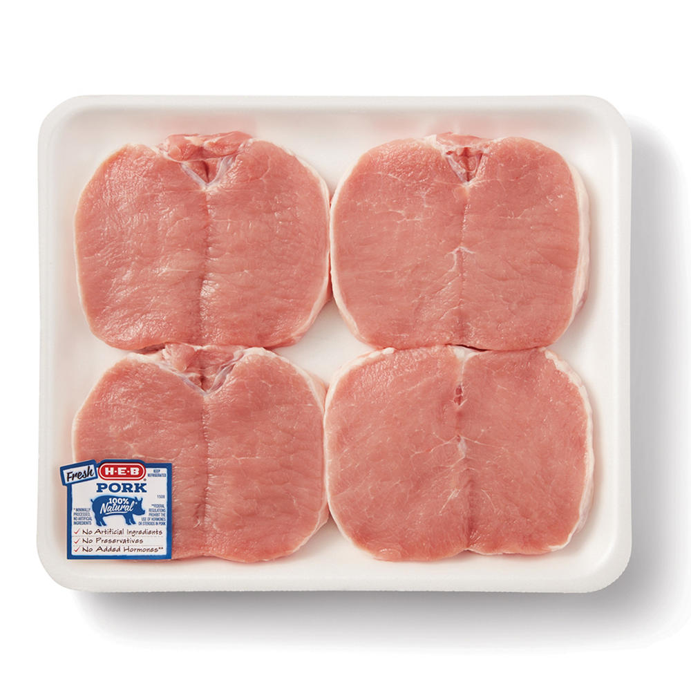 H-E-B Boneless Butterflied Center Loin Pork Chops - Value Pack, Avg. 2.55 lbs