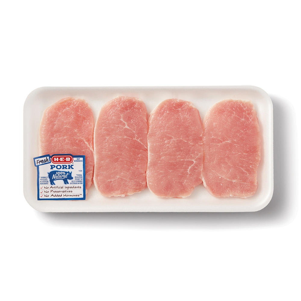 H-E-B Boneless Center Loin Pork Chops, Thin Cut, Avg. 1.02 lbs