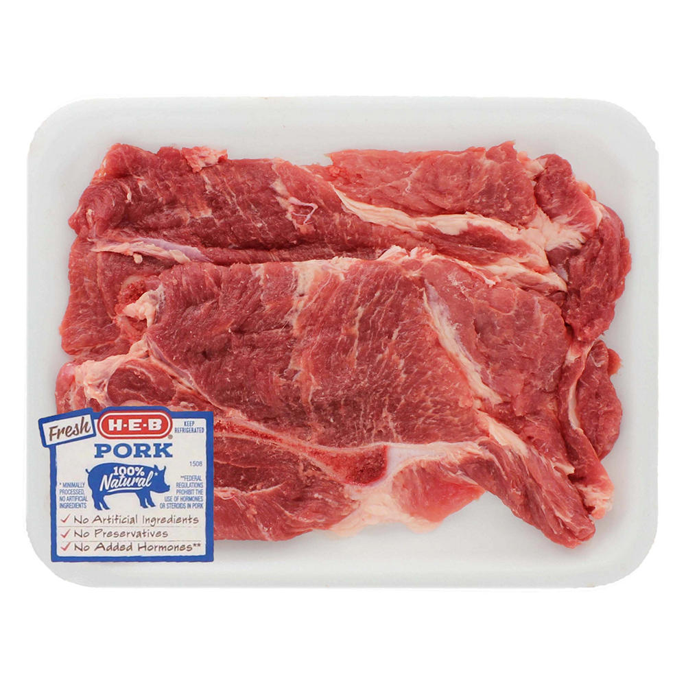 H-E-B Bone-in Boston Butt Pork Steaks, Thin Cut, Avg. 2.21 lbs