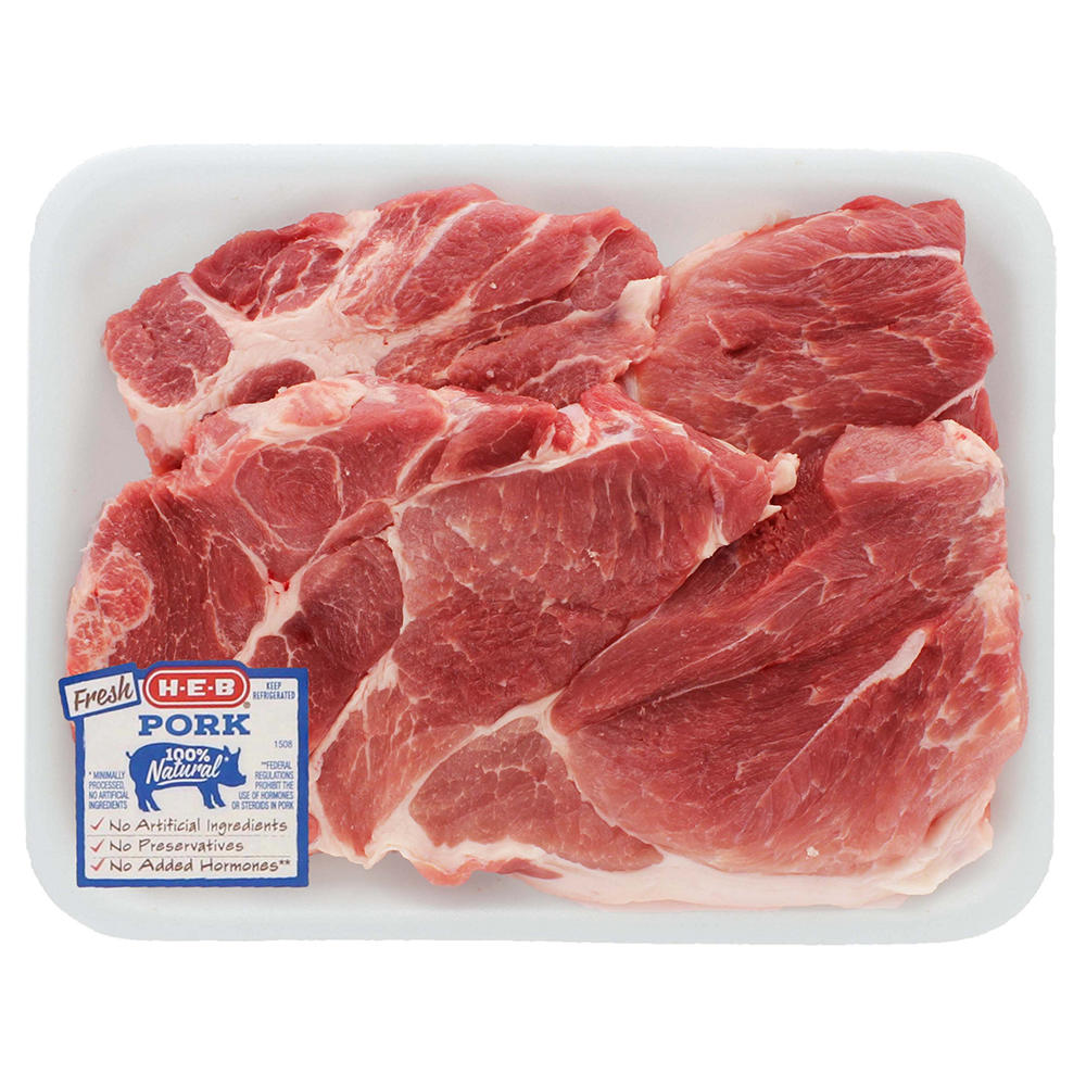 H-E-B Boneless Boston Butt Pork Steaks, Thick Cut, Avg. 1.8 lbs