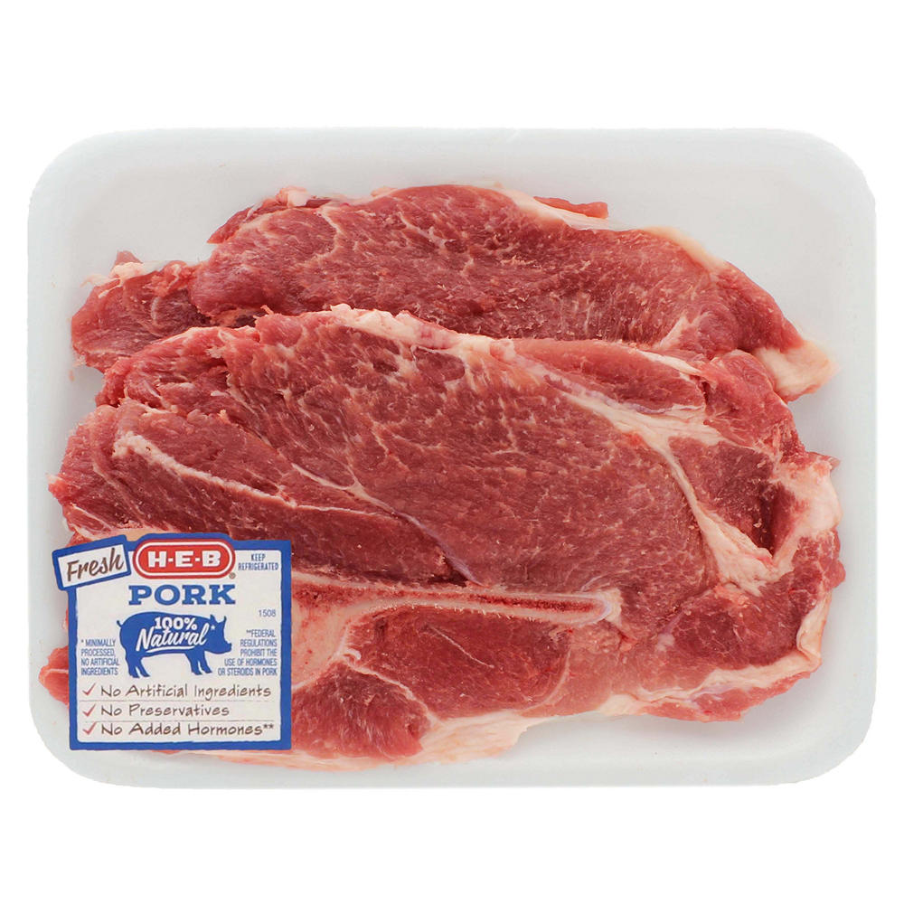 H-E-B Bone-in Boston Butt Pork Steaks, Thick Cut, Avg. 1.75 lbs