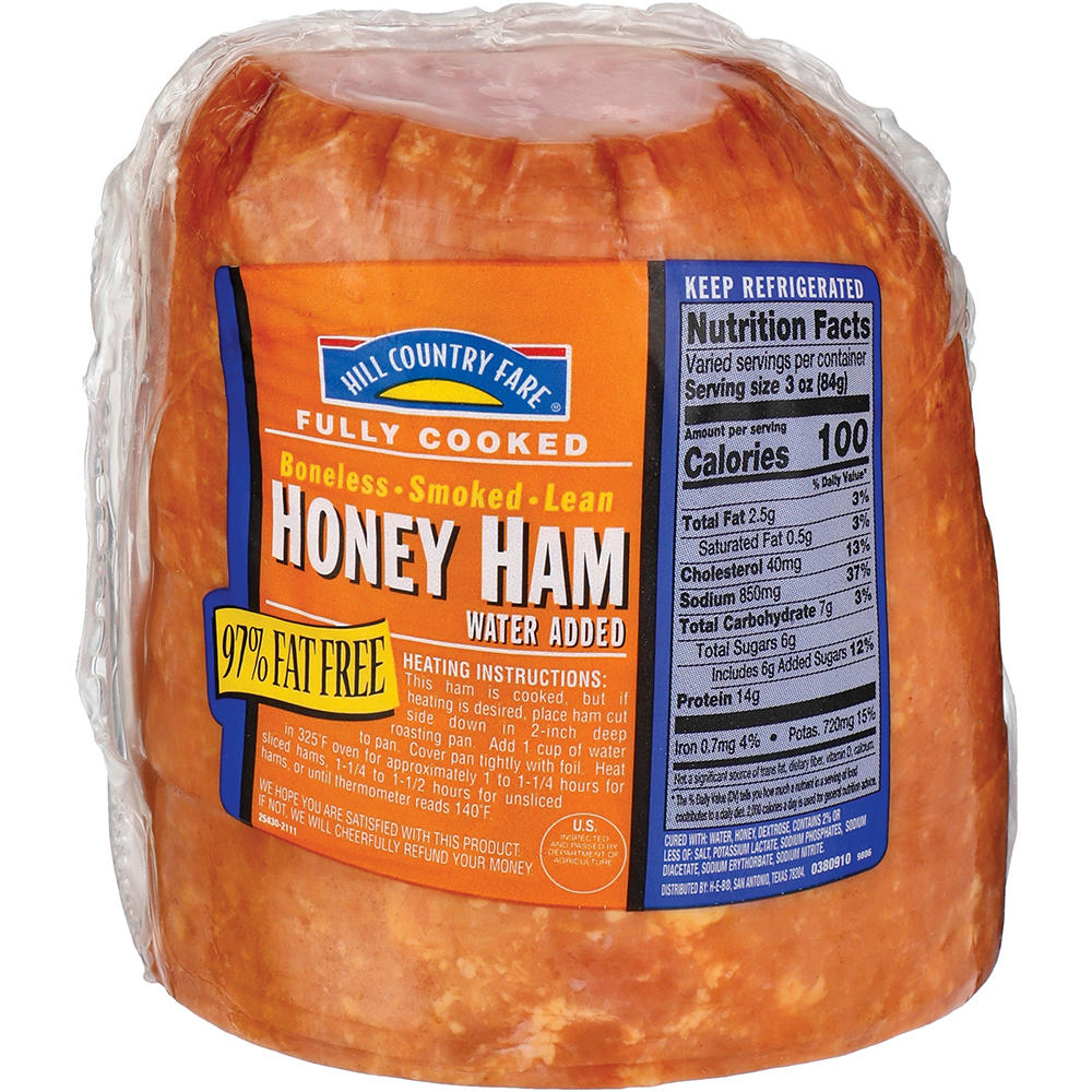 Hill Country Fare Fully Cooked Boneless Smoked Sliced Half Honey Ham, Avg. 2.7 lbs