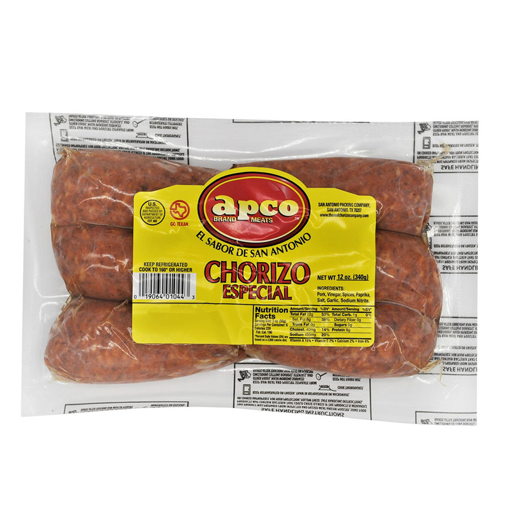 Apco Pork Chorizo Sausage Links Especial, 12 oz