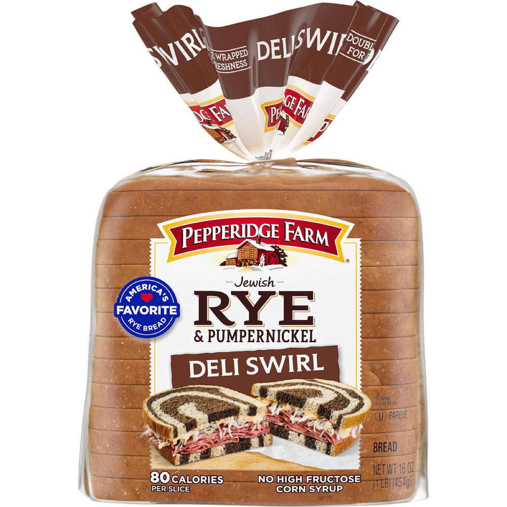 Pepperidge Farm Jewish Rye & Pumpernickel Deli Rye & Pump Swirl Sliced Bread, 16 oz