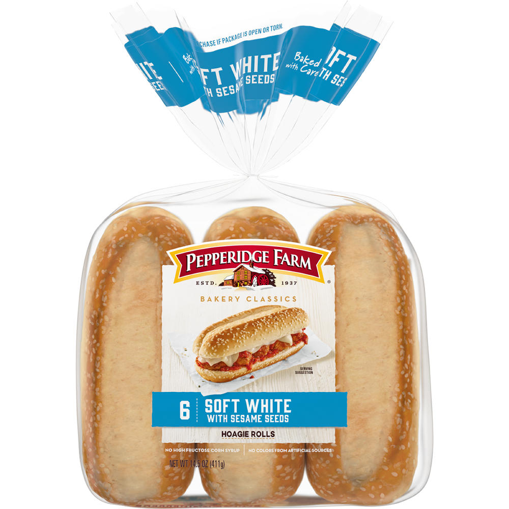 Pepperidge Farm Soft White with Sesame Seeds Hoagie Rolls, 14.5 oz