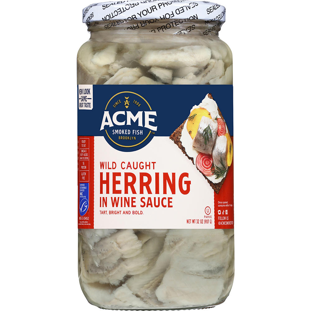 Acme Kosher Wild Caught Herring - Wine Sauce, 32 oz