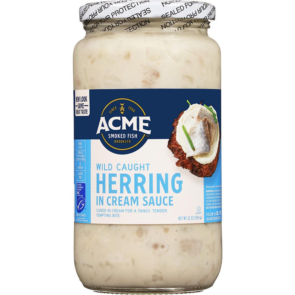 Acme Kosher Wild Caught Herring - Cream Sauce, 32 oz