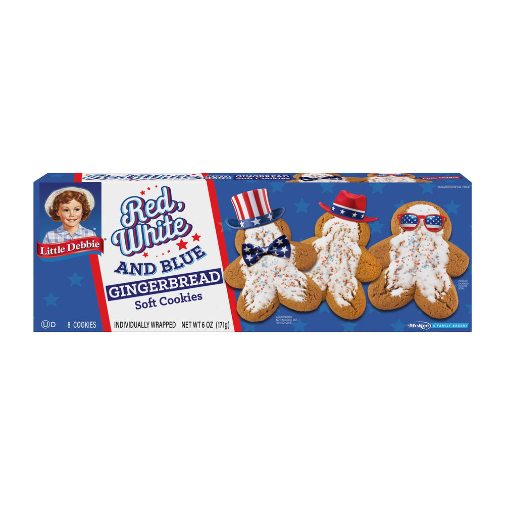 Little Debbie Red White & Blue Soft-Baked Gingerbread Cookies, 8 ct