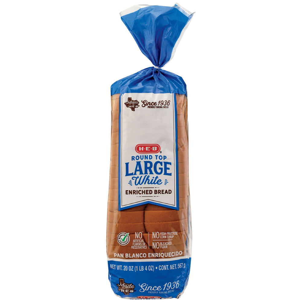 H-E-B Round Top Large White Enriched Sliced Bread, 20 oz