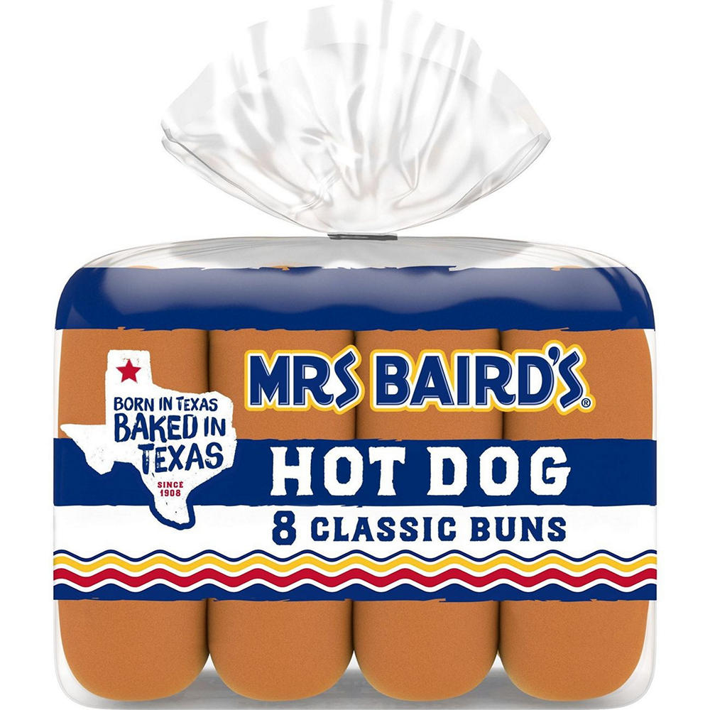 Mrs Baird's White Classic Hot Dog Buns, 8 ct