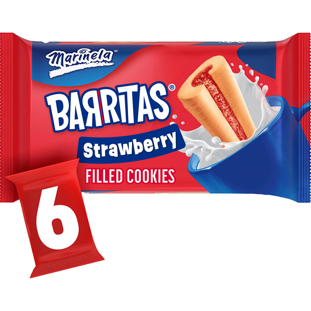Marinela Barritas Fresa Filled Strawberry Cookie Bars Snack Packs, 6 ct