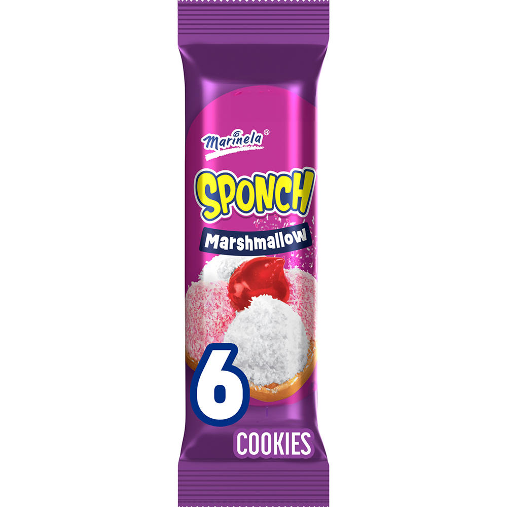 Marinela Sponch Coconut & Strawberry Marshmallow Cookies, 6 ct