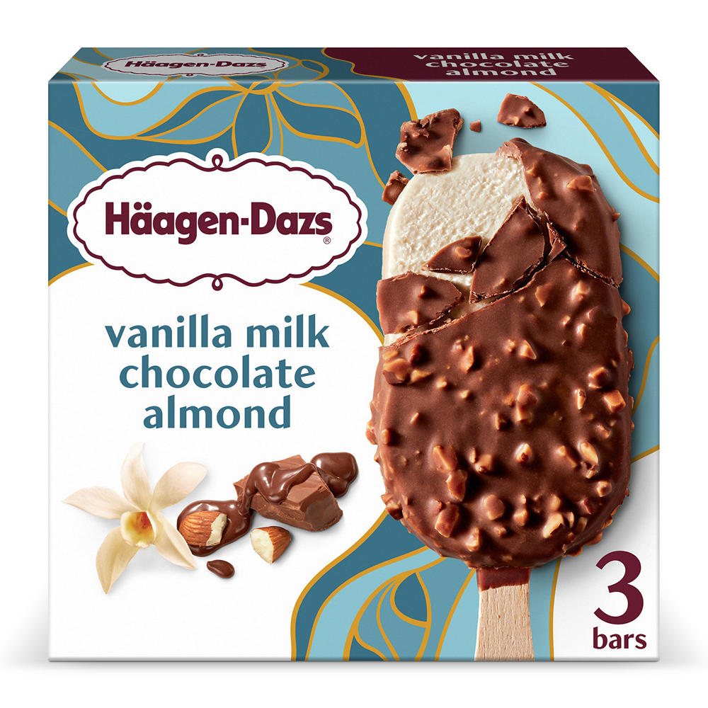 Häagen-Dazs Vanilla Milk Chocolate Almond Ice Cream Bars, 3 ct