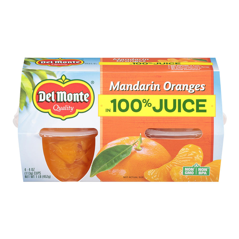 Del Monte Mandarin Oranges In 100% Juice, 4 ct
