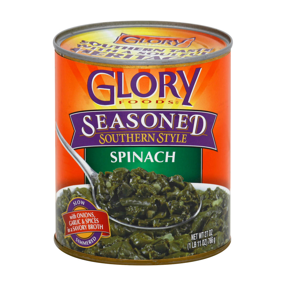 Glory Foods Seasoned Southern Style Spinach, 27 oz