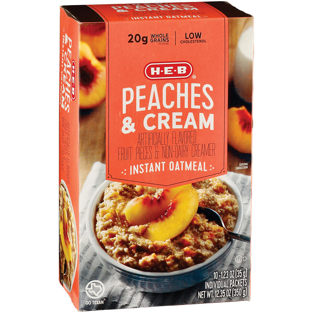 H-E-B Instant Oatmeal - Peaches & Cream, 10 ct
