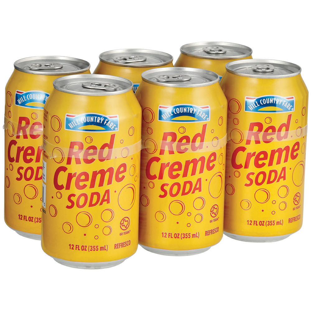 Hill Country Fare Red Creme Soda 6 pk Cans, 12 oz