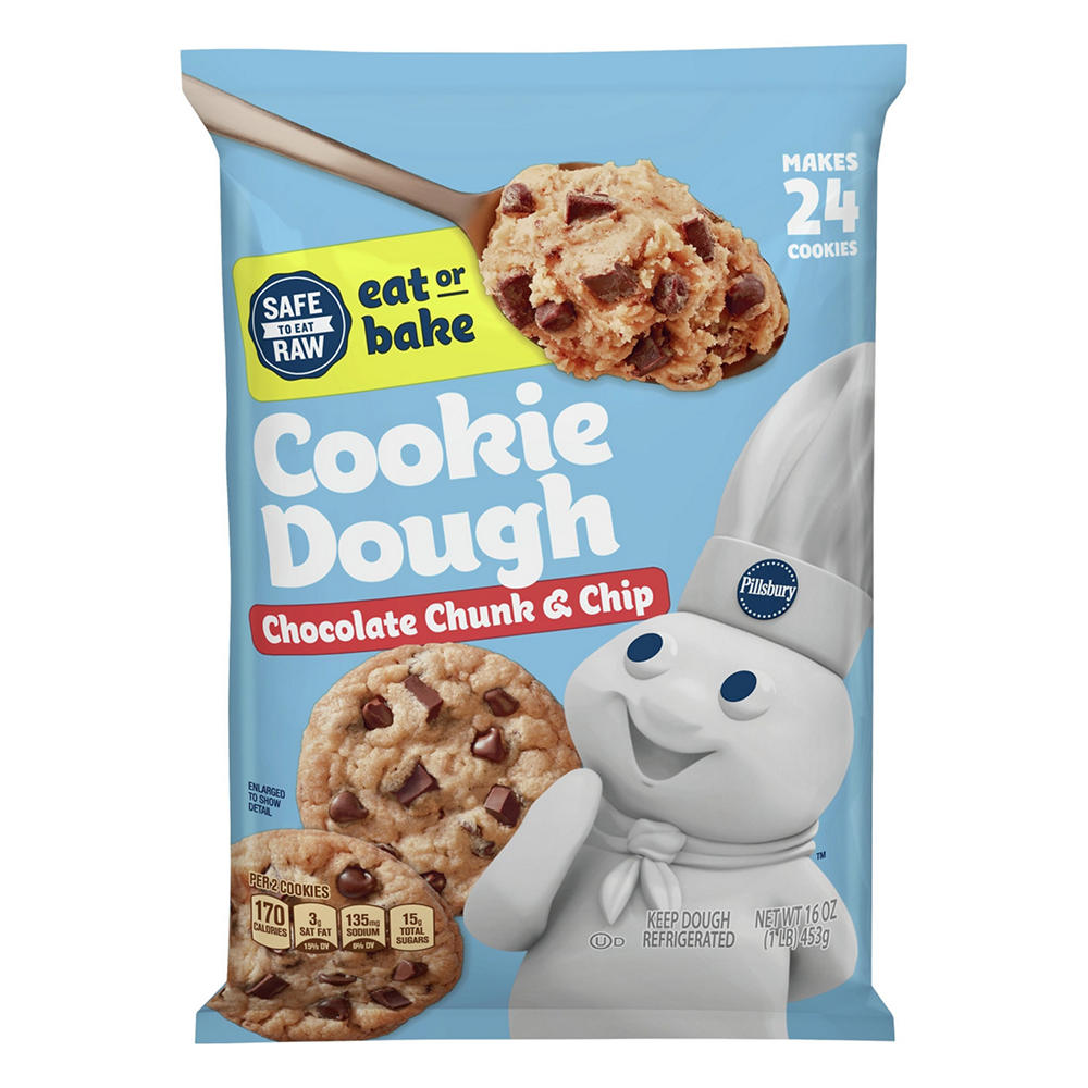Pillsbury Ready to Eat or Bake Cookie Dough - Chocolate Chunk & Chip, 24 ct
