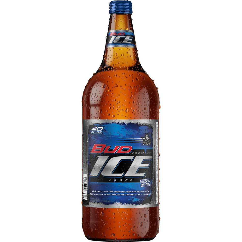 Bud Ice Premium Lager Beer, 40 oz