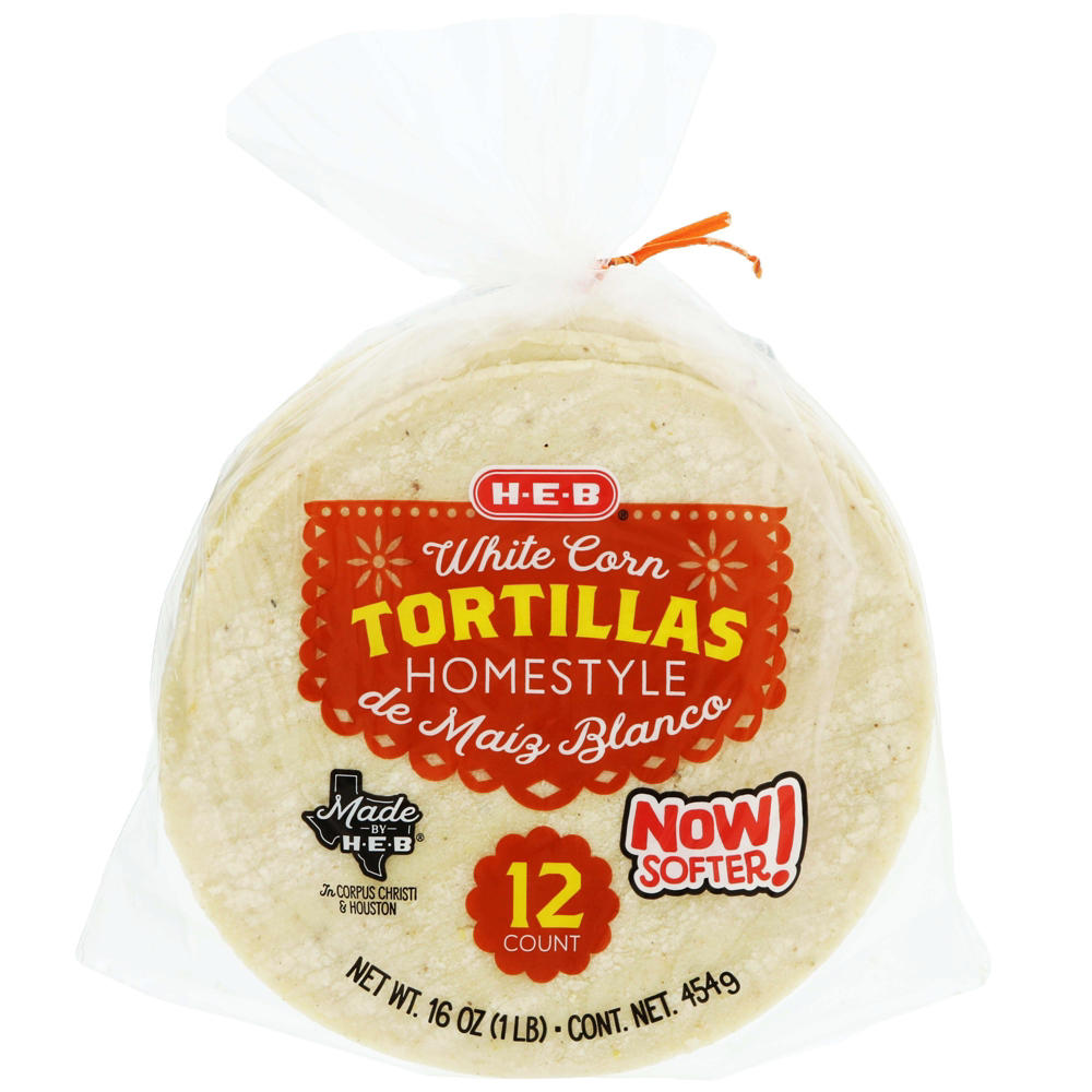 H-E-B Homestyle White Corn Tortillas, 12 ct