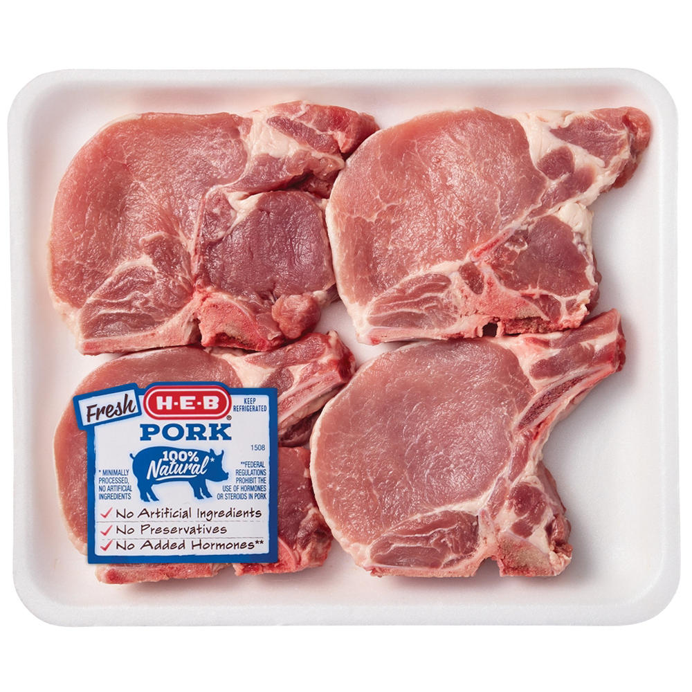 H-E-B Pork Center Loin Chops Bone-In Thick Value Pack, Avg. 3.25 lbs