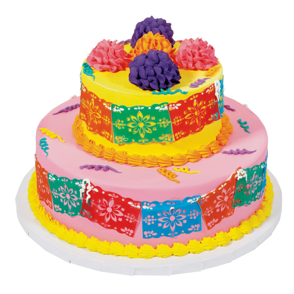 H-E-B Bakery Papel Picado 2 Tier Cake