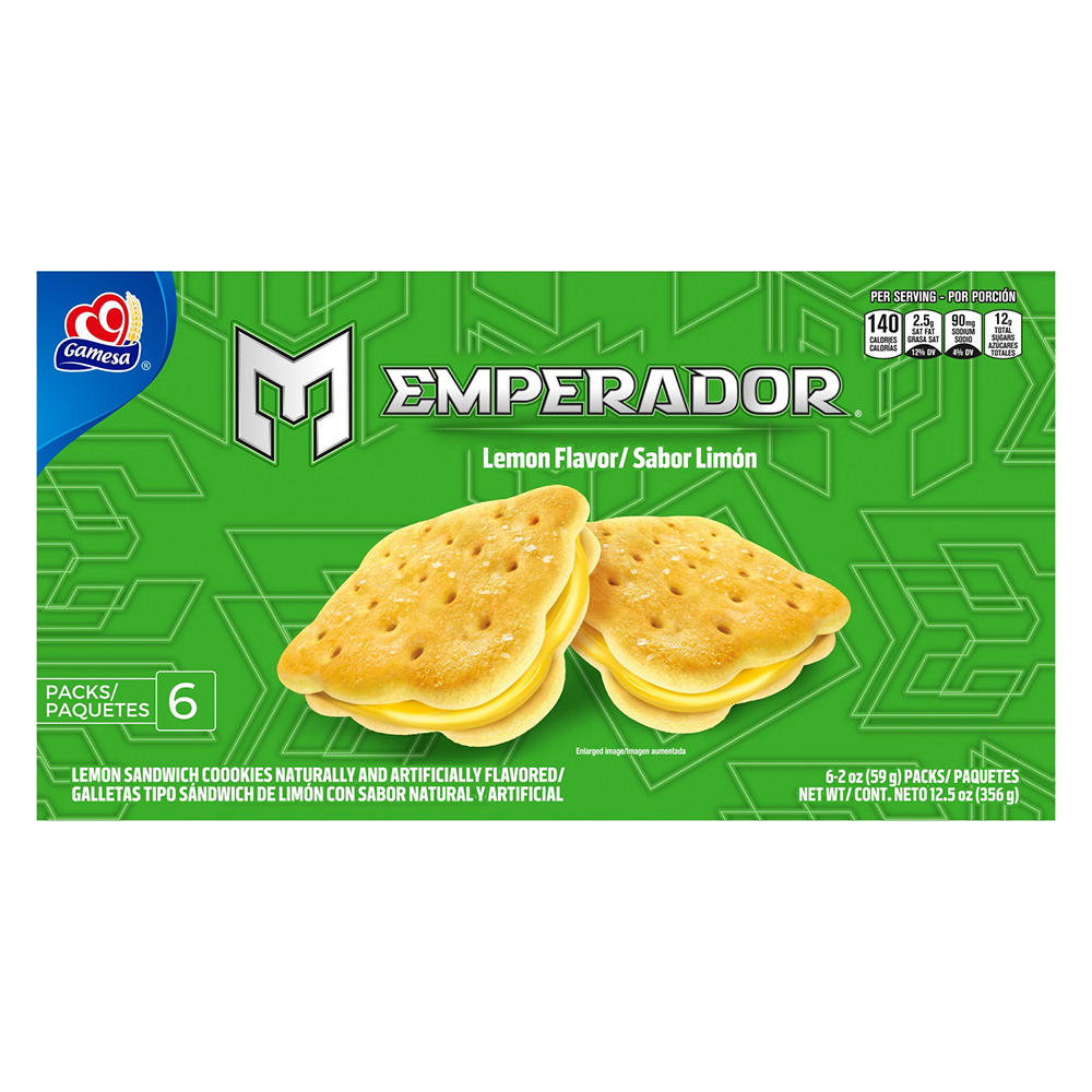 Gamesa Emperador Lemon Sandwich Creme Cookies, 12.5 oz