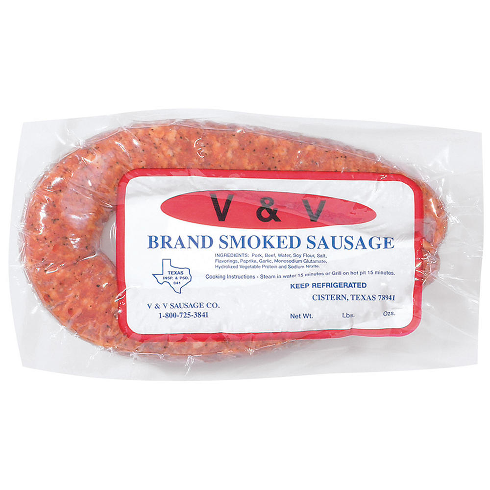 V&V Pork & Beef Smoked Sausage, 16 oz