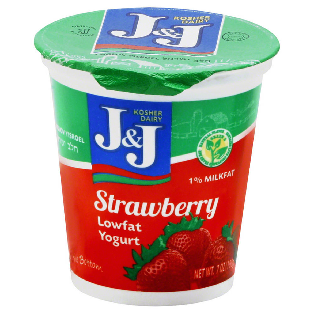 J & J Low Fat Strawberry Yogurt, 8 oz