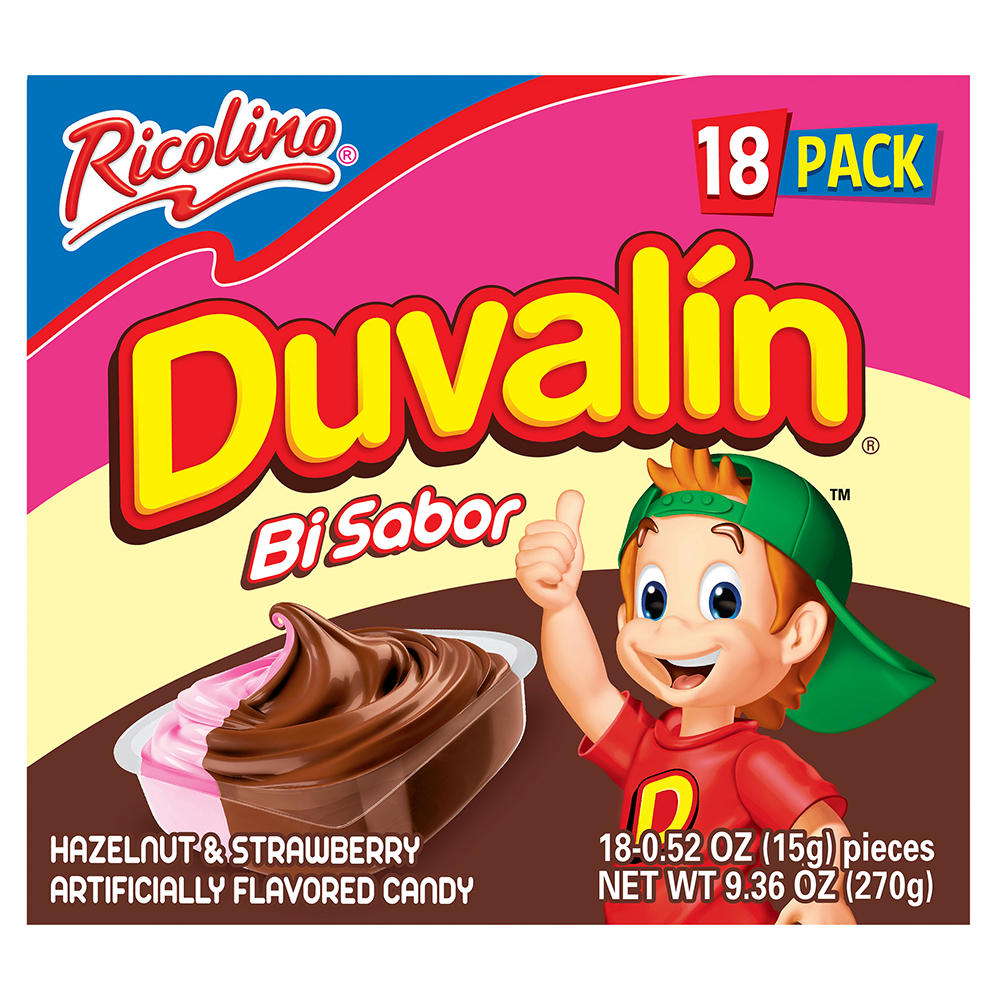 Ricolino Duvalin Bi Sabor Strawberry & Hazelnut Spread, 18 pk