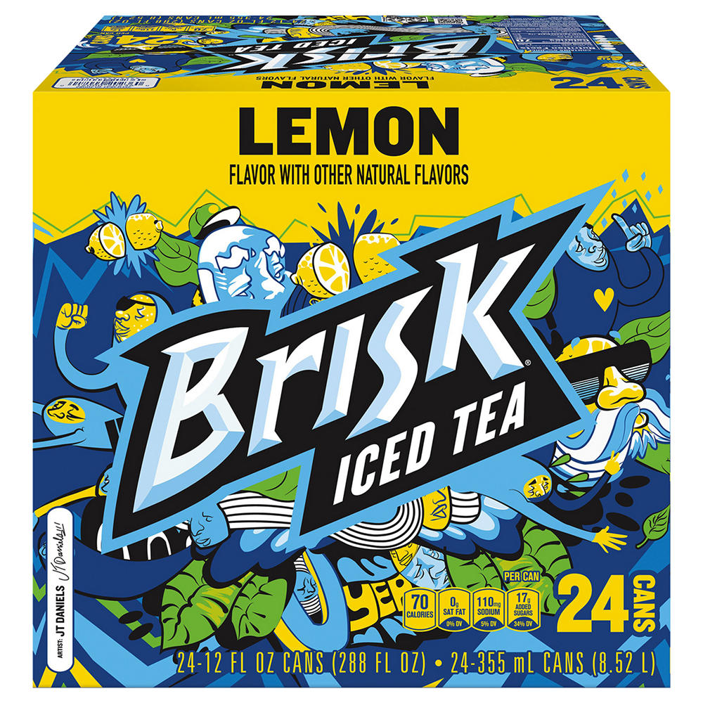 Brisk Lemon Iced Tea Block Party Pack 12 oz Cans, 24 pk