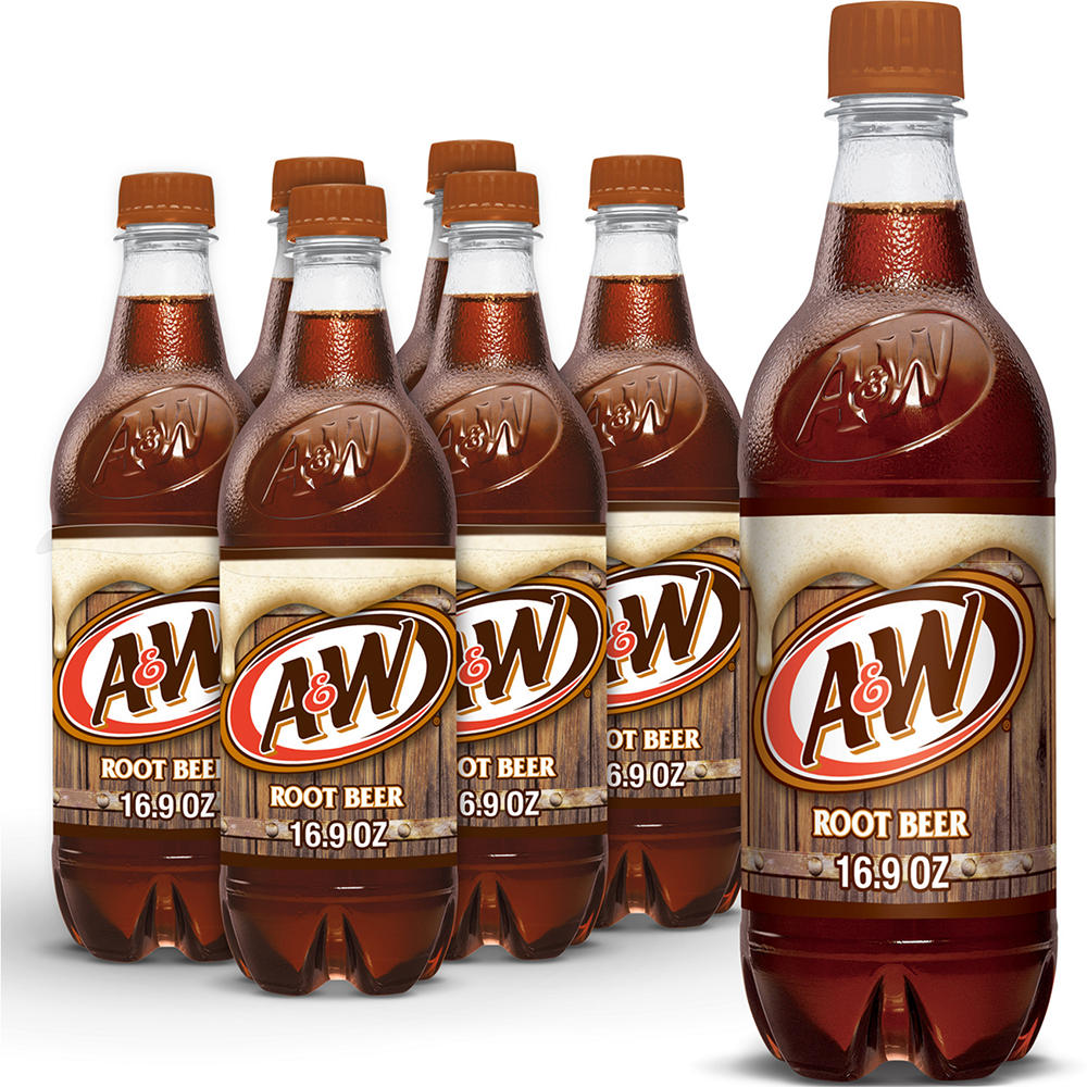 A&W Root Beer Caffeine Free Soda 6 pk Bottles, .5 L