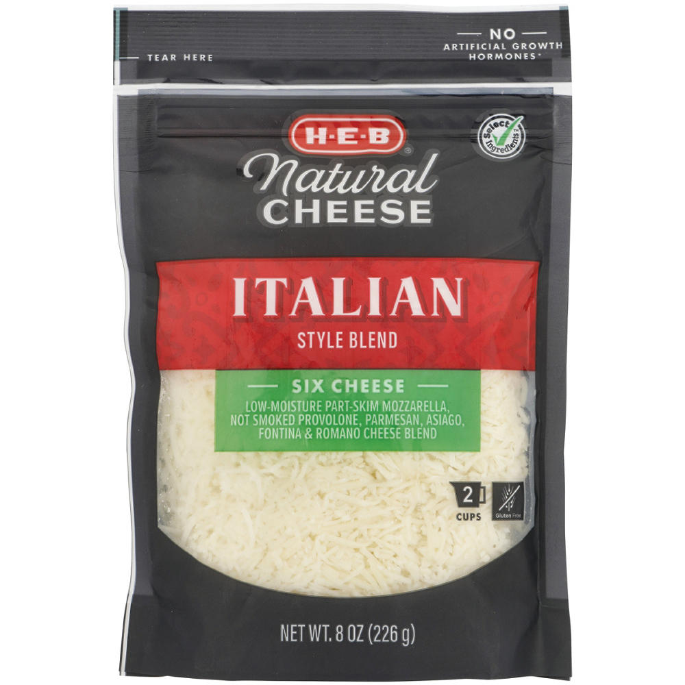 H-E-B 6 Cheese Italian Style Shredded Cheese Blend, 8 oz
