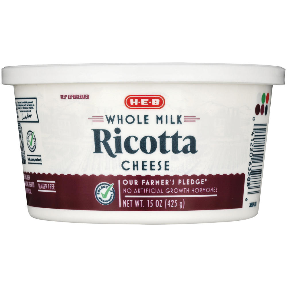 H-E-B Whole Milk Ricotta Cheese, 15 oz