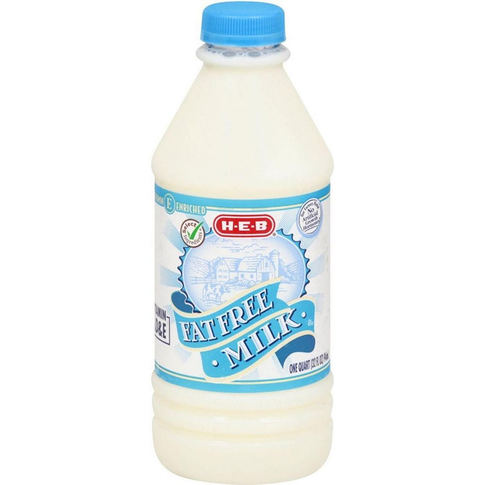 H-E-B Fat-Free Milk, 1 qt
