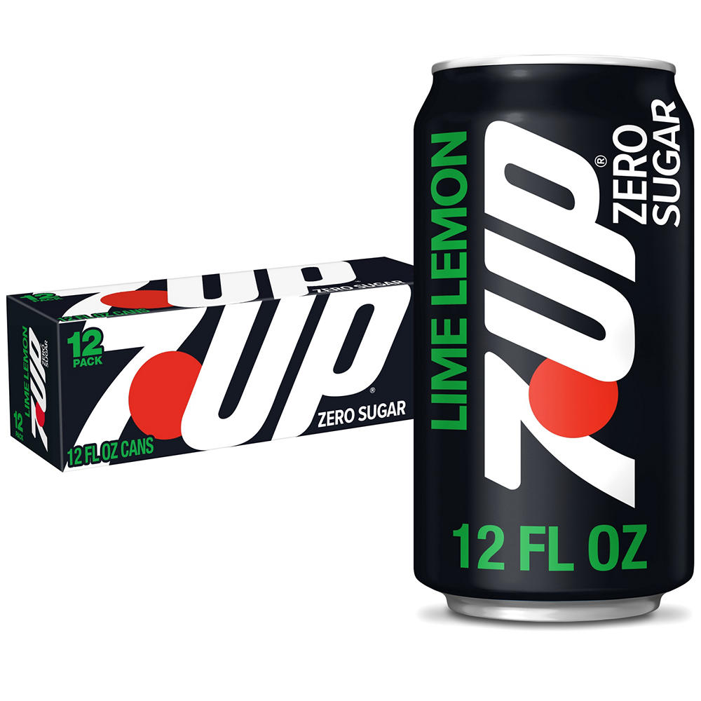 7UP Zero Sugar Lime Lemon Caffeine Free Soda 12 pk Cans, 12 oz