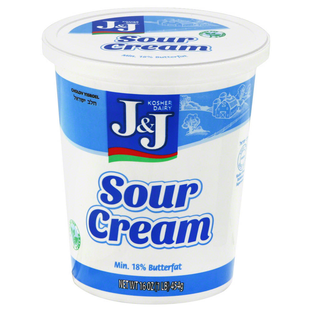 J & J Kosher Sour Cream, 16 oz
