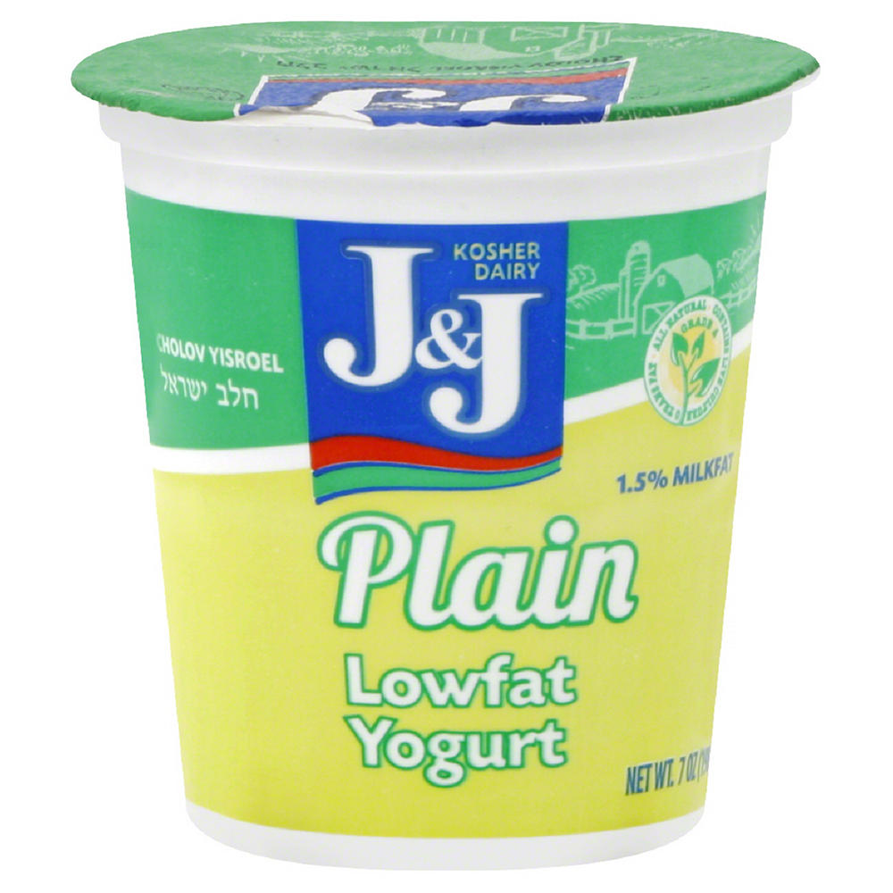 J & J Kosher Plain Low Fat Yogurt, 8 oz