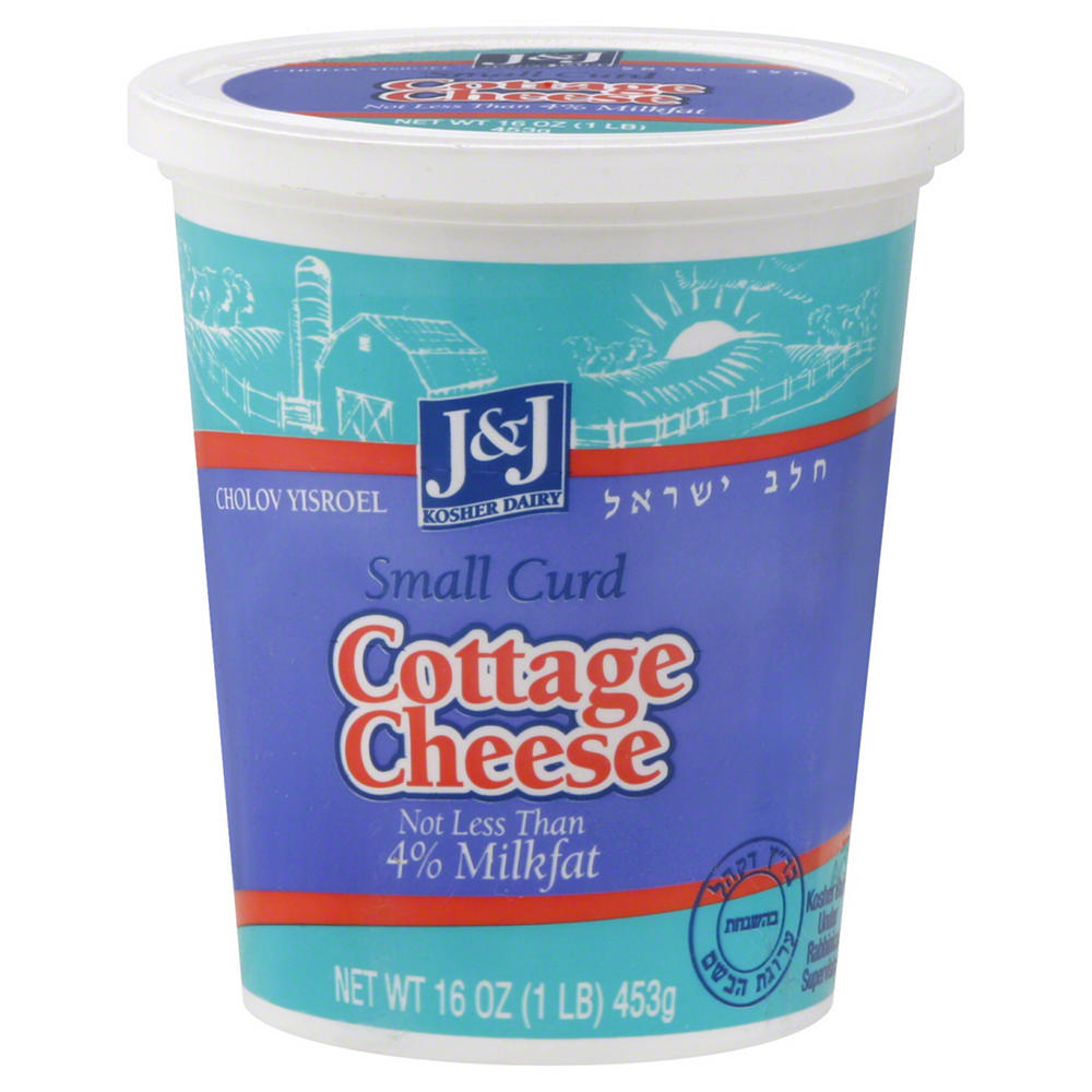 J & J Kosher Small Curd 4% Milkfat Cottage Cheese, 16 oz