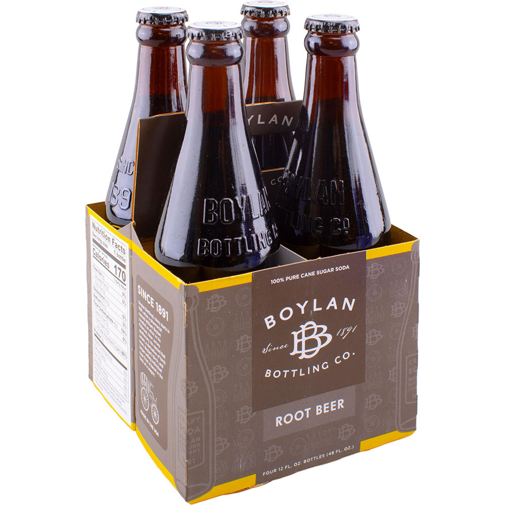 Boylan Bottling Co. Root Beer Soda 4 pk Bottles, 12 oz