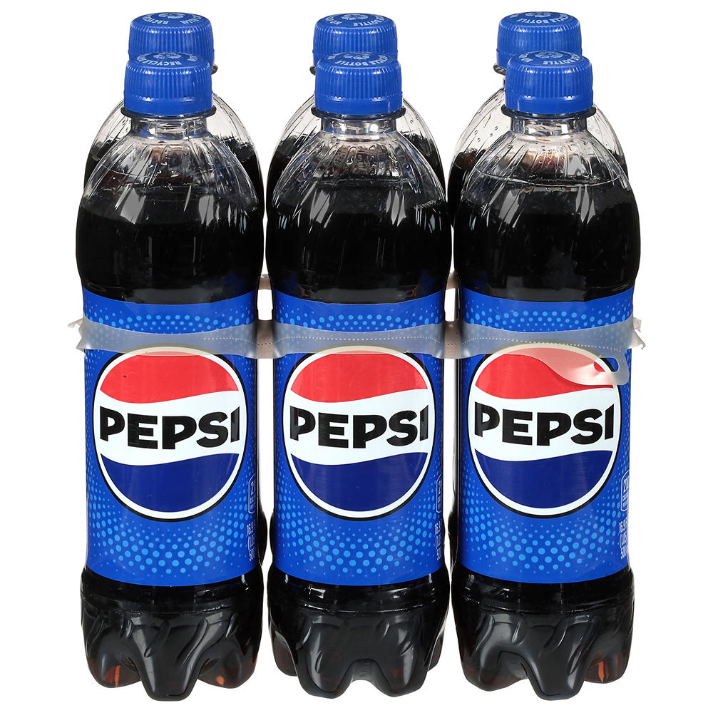Pepsi Cola Soda Soft Drink 6 pk Bottles, 16.9 oz