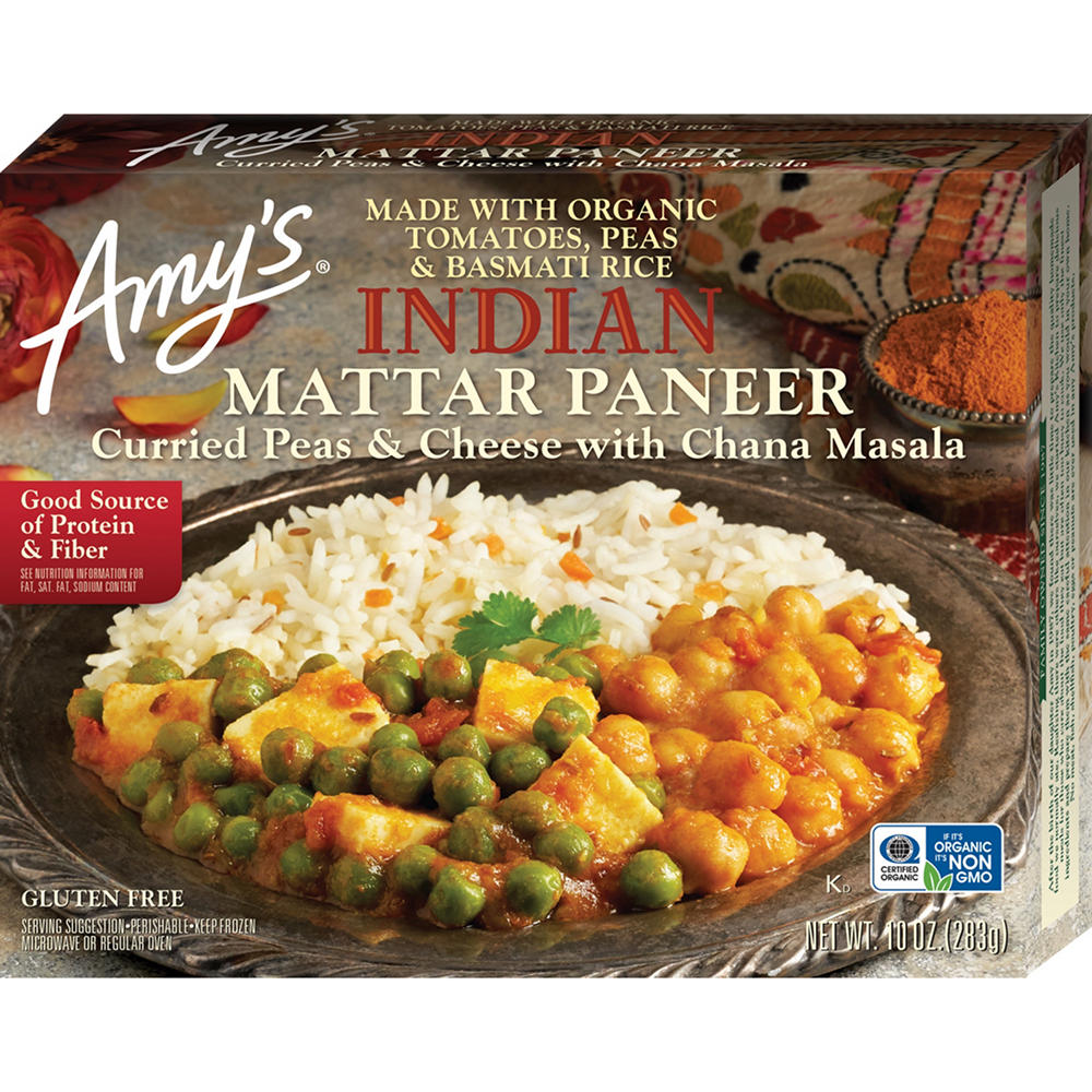 Amy's 13g Protein Indian Mattar Paneer Frozen Meal, 10 oz