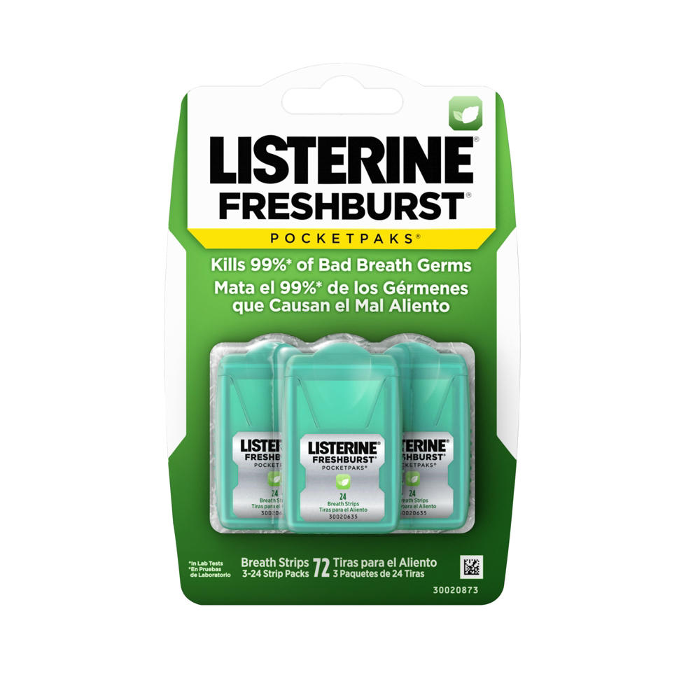 Listerine Freshburst Pocketpaks Breath Freshener Strips, 72 ct