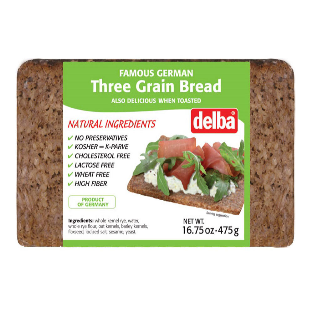 Delba Three Grain Bread, 16.75 oz