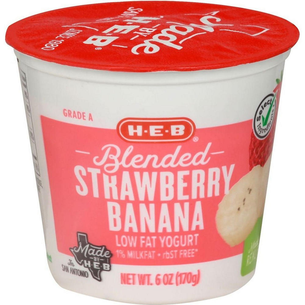 H-E-B Blended Strawberry Banana Low-Fat Yogurt, 6 oz