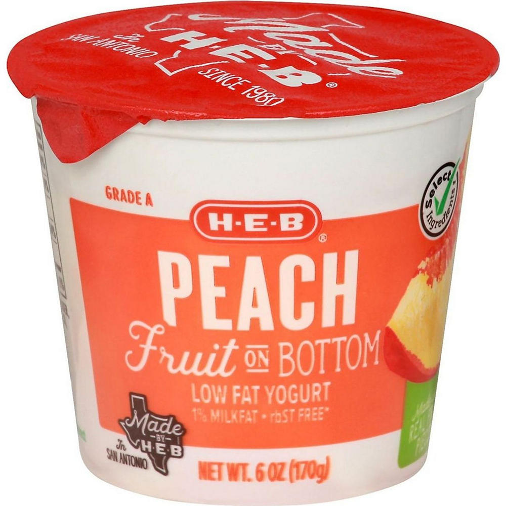 H-E-B Fruit on the Bottom Low-Fat Yogurt - Peach, 6 oz