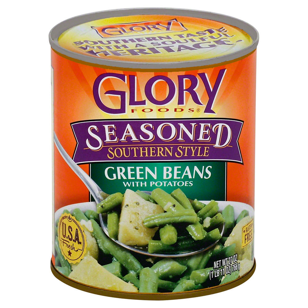 Glory Foods Seasoned Country Style String Beans with Potatoes, 27 oz