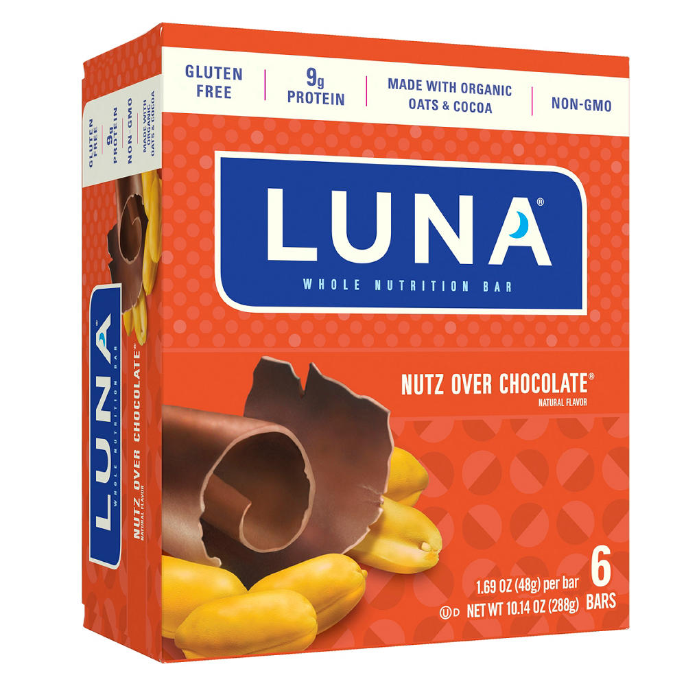Luna 9g Protein Whole Nutrition Bars - Nutz Over Chocolate, 6 pk