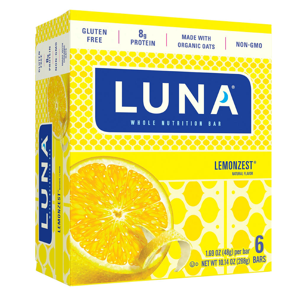 Luna 8g Protein Whole Nutrition Bars - Lemon Zest, 6 pk